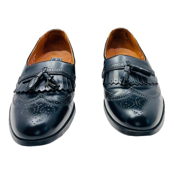 Bostonian Evanston Black Leather Brogue Wingtip Kiltie Tassels Shoes Mens 10 N - Picture 2 of 12